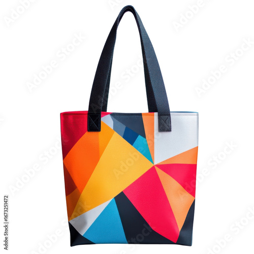 Modern Geometric Tote Bag: This tote bag is a vibrant accessory for everyday life, blending functionality with cutting-edge design. Its colorful geometric patterns and sleek, stylish silhouette.
