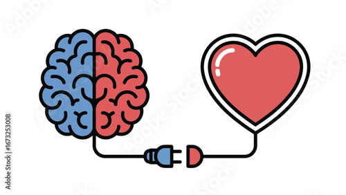 Brain connected with heart symbolizing emotional intelligence concept