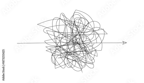 Chaos Concept with Tangled Lines and Arrow