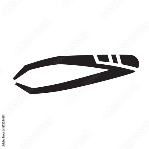 black and white silhouette of tweezers vector on white background