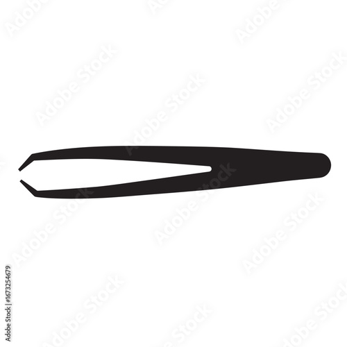 black and white silhouette of tweezers vector on white background