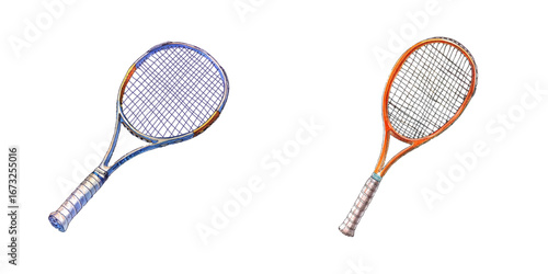 tennis racket watercolor vector illustration