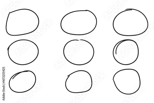 brush stroke circles on white background.