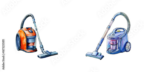 vacuum cleaner watercolor vector illustration