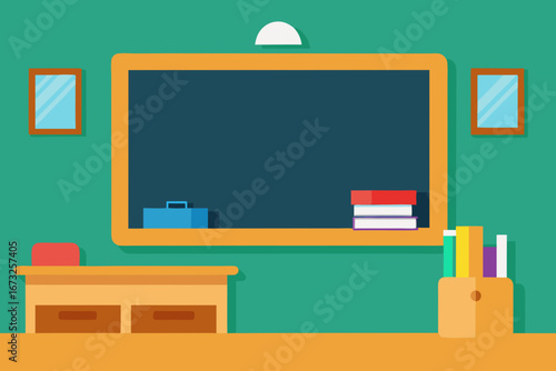 vector illustration of a school desk