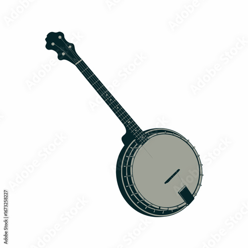 Acoustic banjo musical instrument isolated on a white background