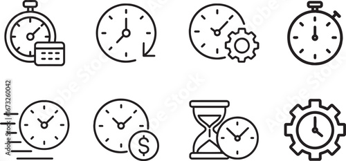 set of time linear icon