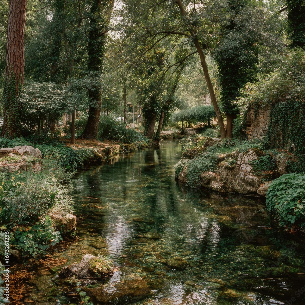 Fototapeta premium Forest Stream Scene
