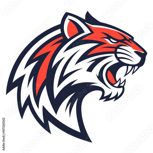 Wallpaper Mural A bold illustration of a fierce tiger showcases strength and determination, ideal for representing a symbol of power and resilience.  Generative AI Torontodigital.ca