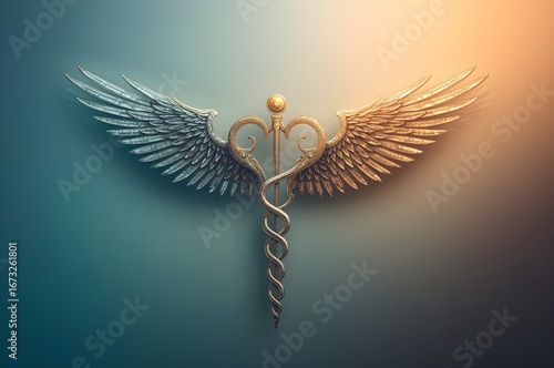 Symbol of healing and hope with wings and heart