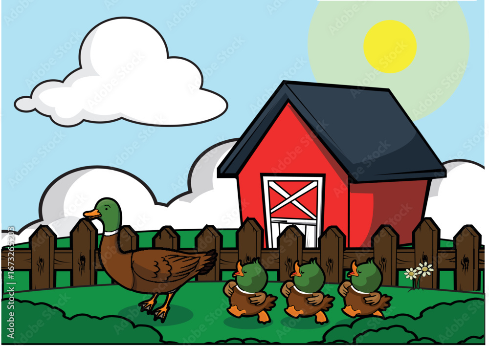 Obraz premium Farm Animal Cartoon Vector Illustration Design 