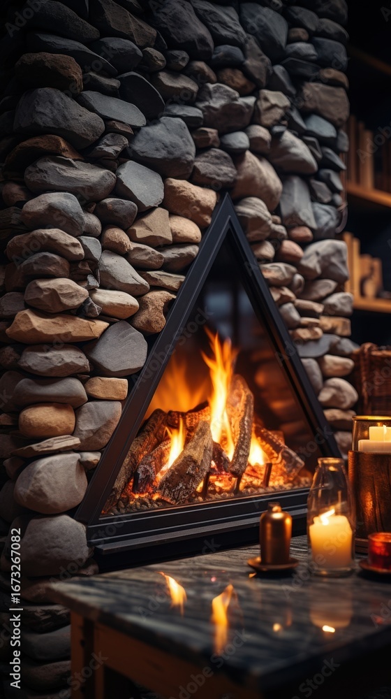 Fototapeta premium Fireplace and stones