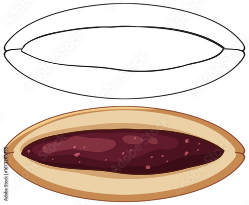 Traditional Japanese Anko-Filled Pastry Vector Illustration