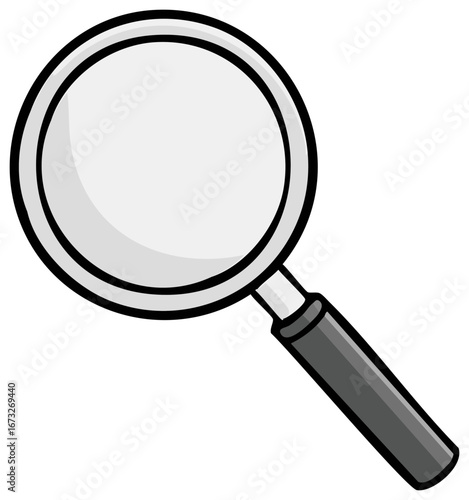 Cartoon magnifying glass icon illustration for search and research concepts
