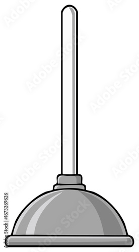 Simple gray cartoon toilet plunger icon or illustration for plumbing