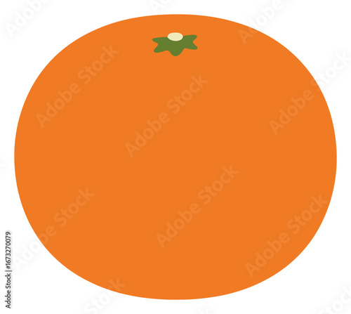 A simple illustration of a whole, round, orange fruit with a green stem on a white background.