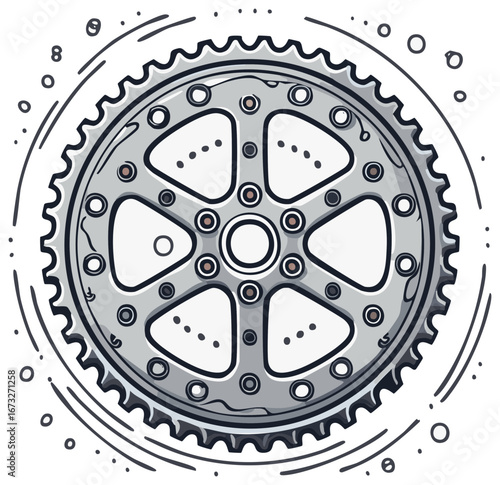 Drawn Sprocket Illustration Detailed Bicycle Part Design Mechanics Cyclical Motion