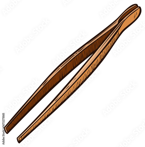 Hand Drawn Style Tweezers Tool for Beauty Grooming and Precision Work Detailed Illustration