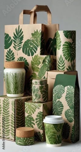Eco-friendly packaging with tropical leaf design