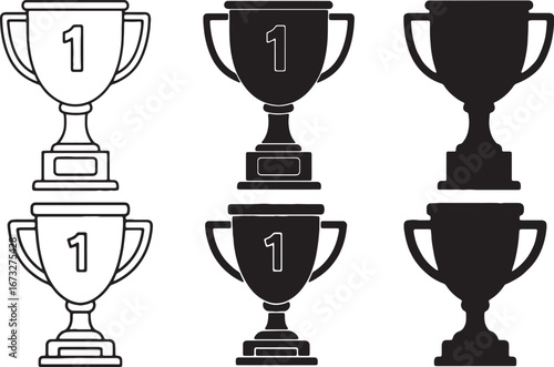 Illustrations showcase first place trophies, representing success, recognition, and the pursuit of excellence in various contests.