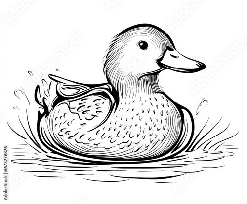 Duck swimming in a pond , c...
