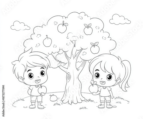 Kids picking ripe fruits fr...