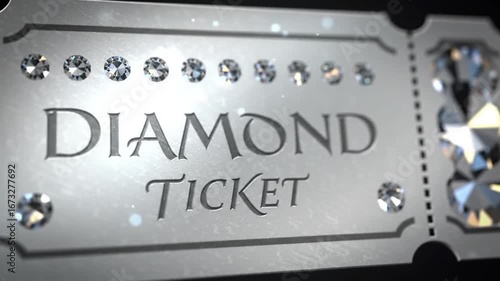 Exclusive luxury diamond ticket with elegant golden details, designed as a premium winning pass for VIP events, special awards, or high-class invitations. Perfect for branding, promotions, and luxury 