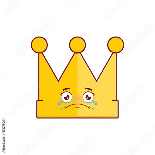 gold crown crying face cartoon cute