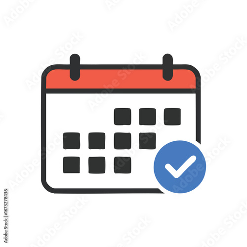 Simple calendar icon with a check mark, signifying a scheduled or completed event.