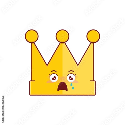 gold crown scared face cartoon cute