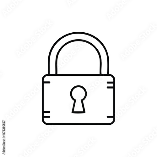 Simple black and white line drawing of a closed padlock, a symbol of security.