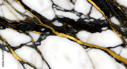 white marble with black and gold veins, elegant natural stone, polished slab for minimalist countertops, sophisticated wall features, and sleek interior design

