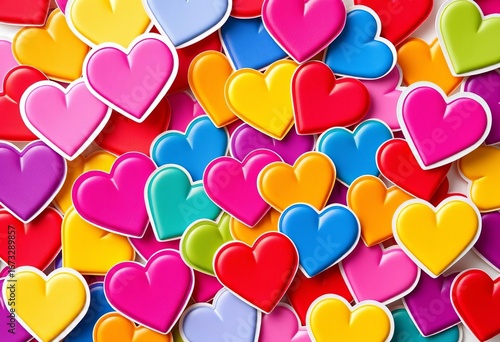 Vibrant heart stickers in assorted colors, ideal for crafting, arts, gift
