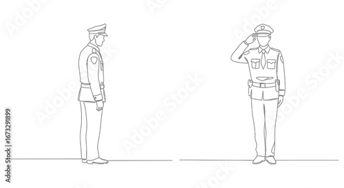 Two soldiers in uniform standing at attention and saluting