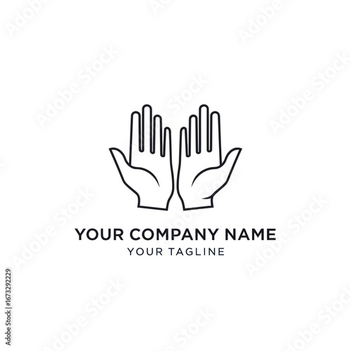 Line art logo of two hands raised in prayer.