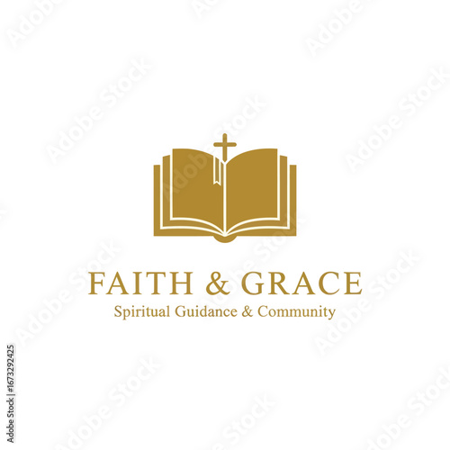 Elegant logo featuring an open book with a cross, representing faith and spiritual guidance.