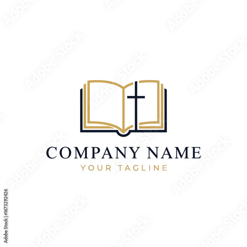 Open book with a cross, representing Christian faith and religious values.