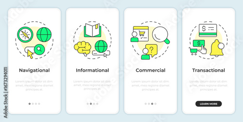 Wallpaper Mural User marketing onboarding mobile app screen. Customer service. Walkthrough 4 steps editable graphic instructions with linear concepts. UI, UX, GUI. Montserrat SemiBold, Regular fonts used Torontodigital.ca