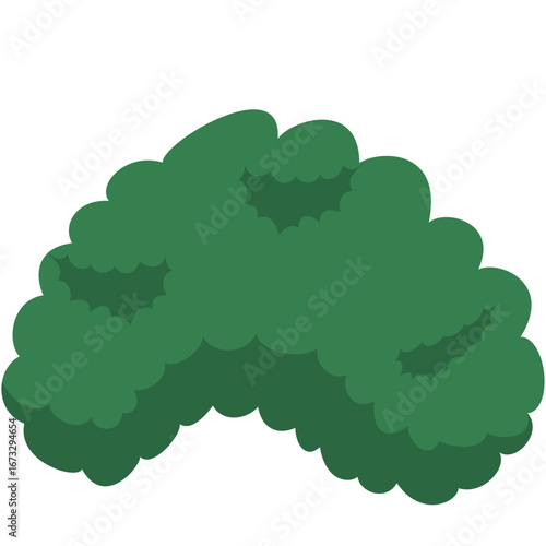 Flat illustration of green bush plant with rounded shape. Perfect for landscape design, park, garden, and ecology decoration.