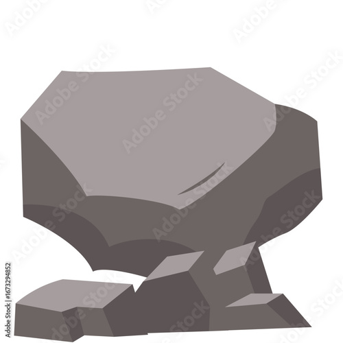 A large flat rock illustration with smooth edges, simple design, and neutral color for nature or landscape themes.