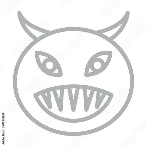 Monster Vector Line Grey Icon Design