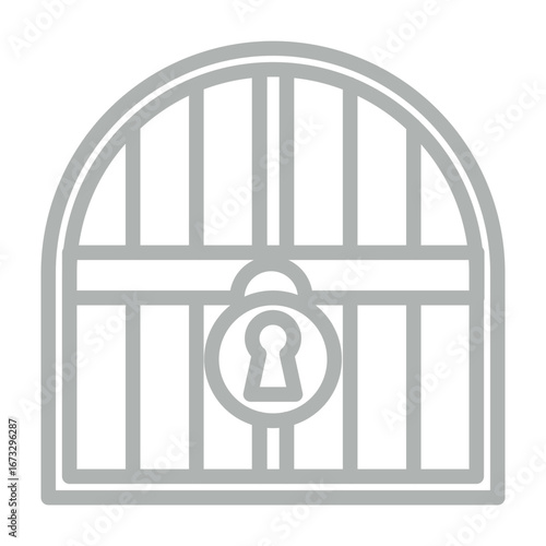 Door Lock Vector Line Grey Icon Design