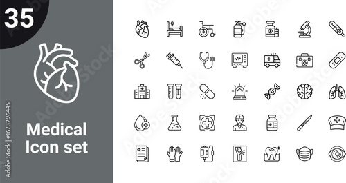 Medical healthcare and science icons set with human heart and organs medical icon healthcare icon