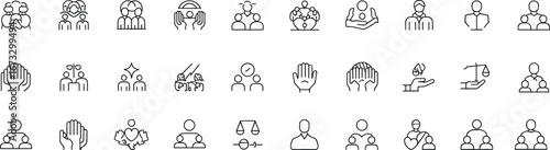 Support and care icons, teamwork symbols, trust illustration, family protection vector, community help concept, human connection, social responsibility, corporate ethics