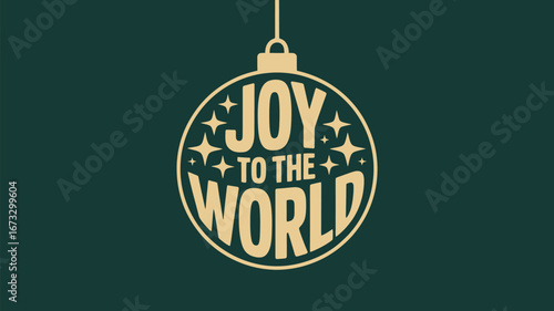 A christmas ornament with the words joy to the world written on it with starbursts around the words