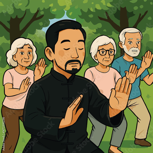 people practicing tai chi