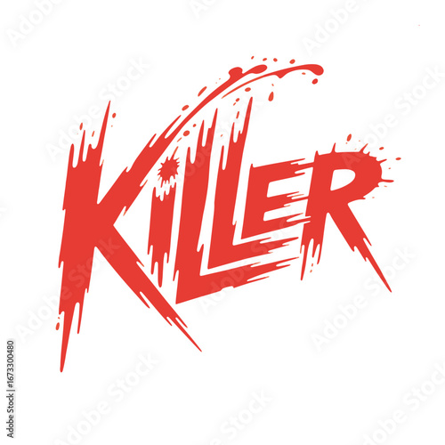 Bold graphic design of the word killer in dripping red font, perfect for modern and edgy themes or branding