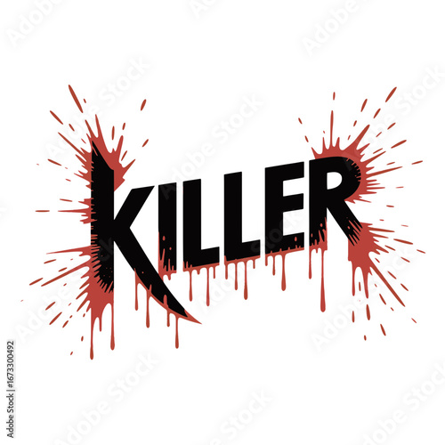 Bold graphic design of the word killer in dripping red font, perfect for modern and edgy themes or branding