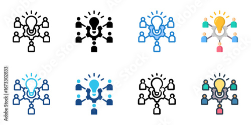 Crowdfunding Platforms icon set multiple style collection 
