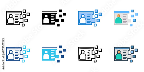Digital Identity icon set multiple style collection 
